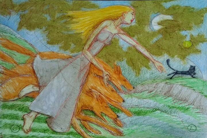 Playing with Dogs 图画, 11x17 in