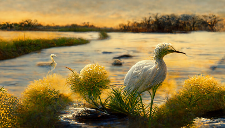 Floral Egret 数字艺术