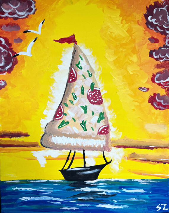 Pizza Sail 绘画, 24x18 in