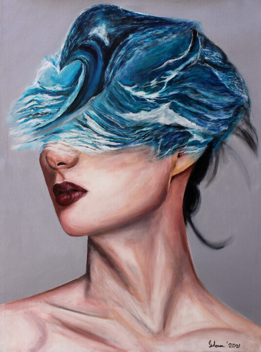 Perplexed mind "An ocean inside me" 绘画, 24x18.1 in