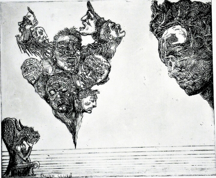 Visite chez les damnés 印花与版画, 9.5x11.4 in