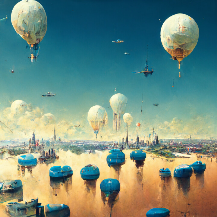 Цифровое искусство под названием "Die Fliegende Stadt…" - Lukas Kruschenski (Lasimov), Подлинное произведение искусства, Изо…