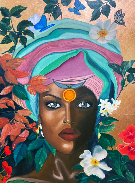 Peinture intitulée ""Portrait african w…" par Nataliia Zablotskaya, Œuvre d'art originale, Huile