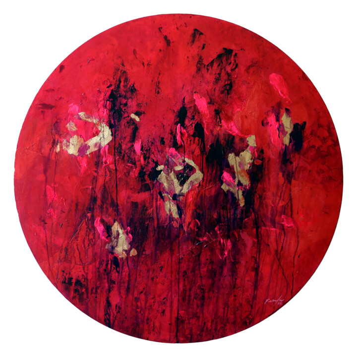 Painting titled "erit¦ cover me in y…" by Rupert Cefai, Original Artwork, Acrylic Mounted on Wood Panel