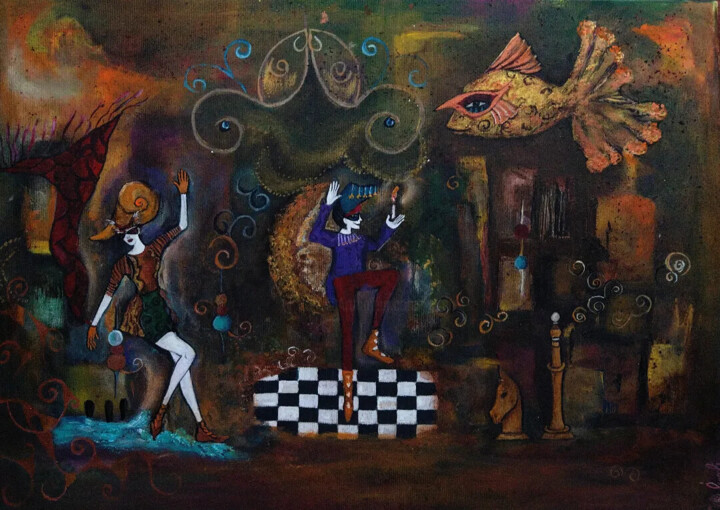 Dance in the red room 绘画, 19.7x27.6 in