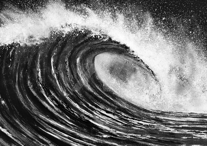 Arts numériques intitulée "Vague déferlante no…" par Artenseo, Œuvre d'art originale, Travail numérique 2D