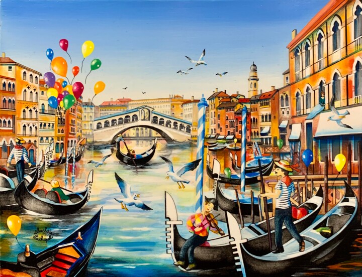 Painting titled "Près du pont du Ria…" by Charlotte Lachapelle, Original Artwork, Acrylic