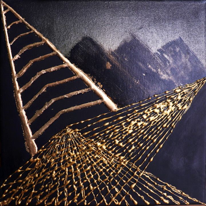 Painting titled "Geometric" by Feruza Turlybek, Original Artwork, Acrylic Mounted on Wood Stretcher frame