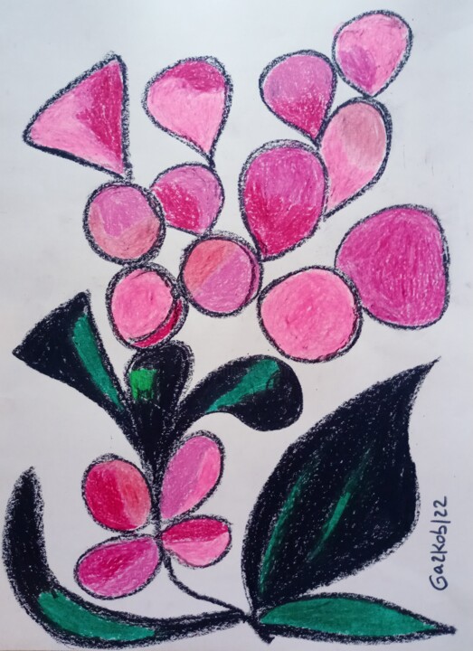 Pink flower- fleur rose 图画, 16.1x11.8 in