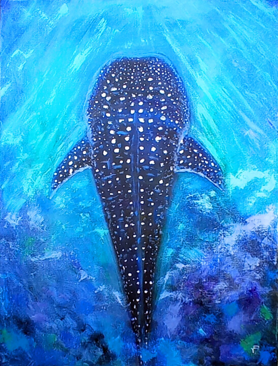 Whale Shark Ocean Animals Painting 绘画, 27.6x19.7 in