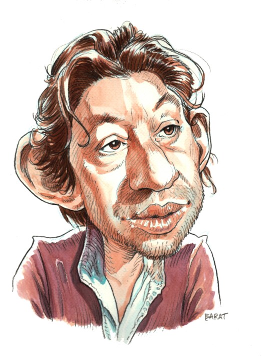 Serge Gainsbourg 图画, 12.6x9.5 in