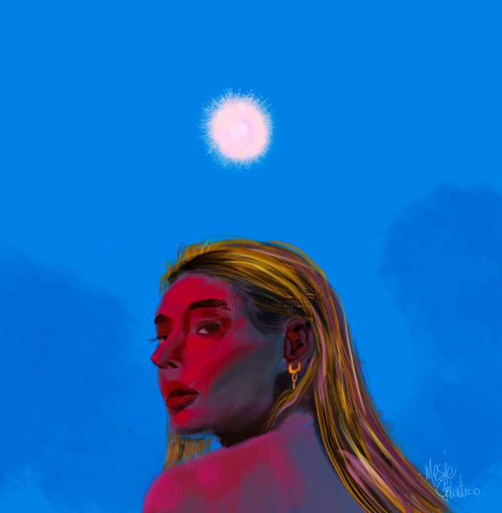 Digital Arts titled "Under the moon" by Łukasz Wołąsiewicz, Original Artwork, Digital Painting