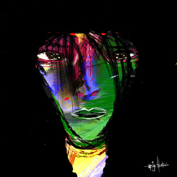 Digital Arts titled "Abstract portrait 5" by Łukasz Wołąsiewicz, Original Artwork, Digital Painting