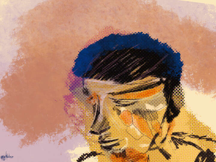 Digital Arts titled "Man portrait abstra…" by Łukasz Wołąsiewicz, Original Artwork, Digital Painting