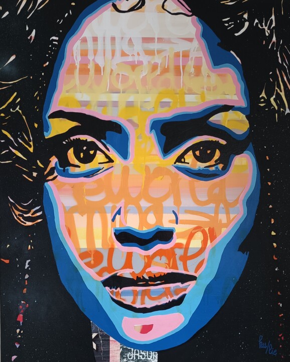 Painting titled "TULEAR (MG): 43.2°C" by Hu/Lie, Original Artwork, Acrylic Mounted on Wood Stretcher frame
