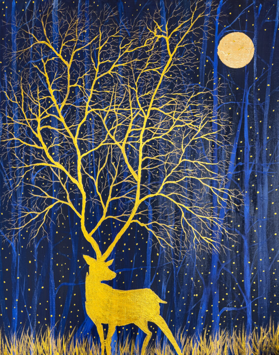 Golden Deer 绘画, 39.4x31.5 in