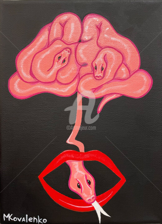 «Зло» 绘画, 9.5x7.1 in