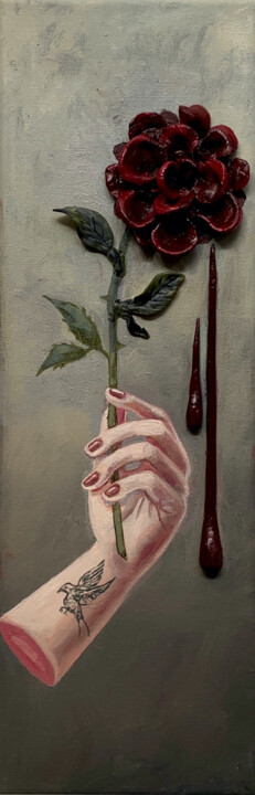 WEEPING ROSE 绘画, 17.7x5.9 in