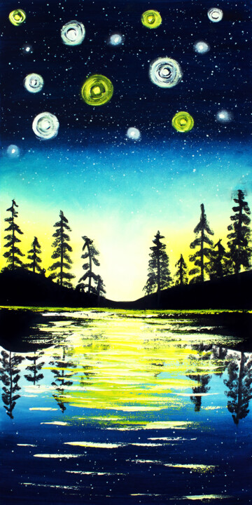 Night landscape art Pittura, 31,5x15,8 in