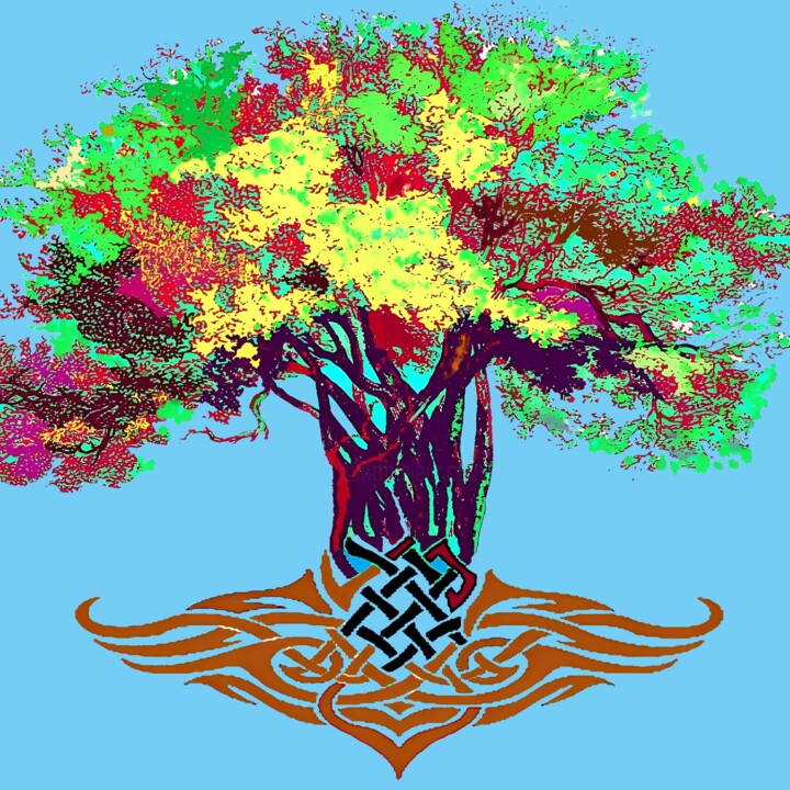 Digital Arts titled "Tree of Life Digita…" by Paul Manwaring, Original Artwork, Digital Painting