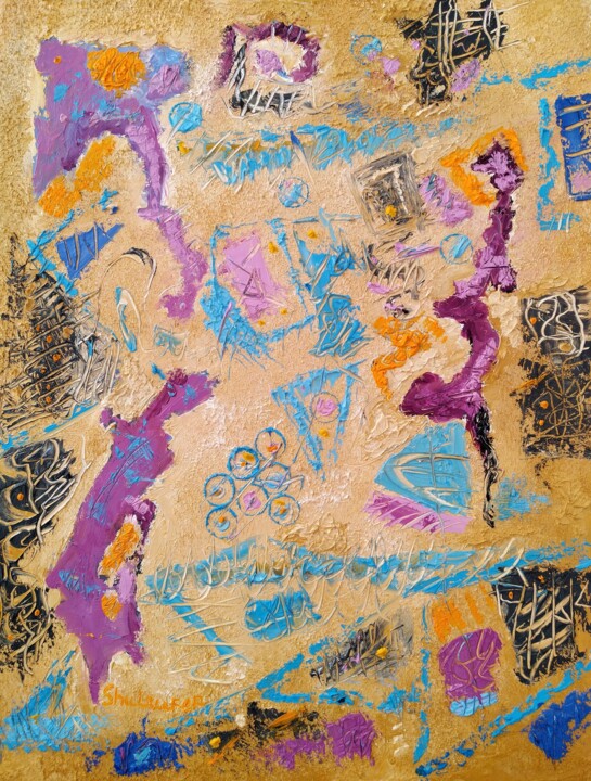 Painting titled "Caos 8" by Janna Shulrufer, Original Artwork, Oil