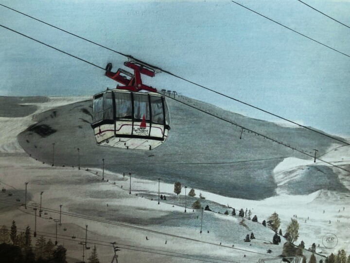 Plaisirs d'hiver à La Plagne. 图画, 11x15.8 in