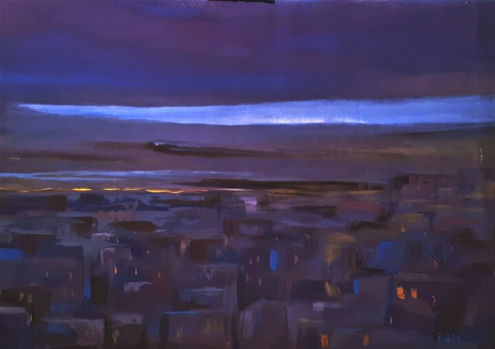 "νυχτερινό", "nocturne" 绘画, 19.7x27.6 in