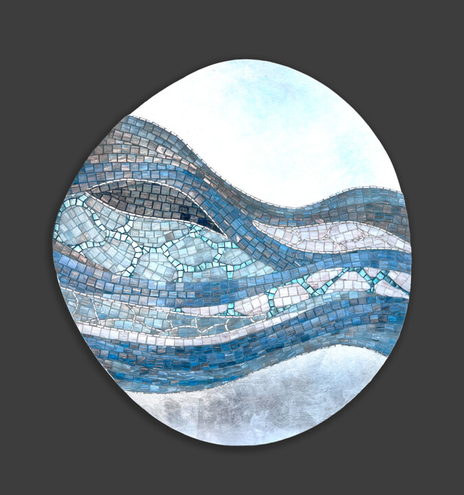 Shades of blue 雕塑, 33.9x31.5 in