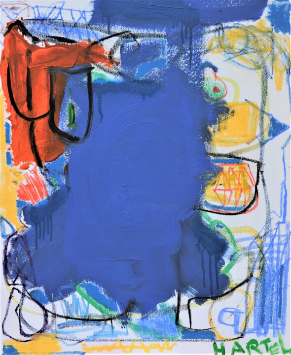 Painting titled "Our Friend Blue" by Paul Hartel, Original Artwork, Acrylic Mounted on Wood Stretcher frame