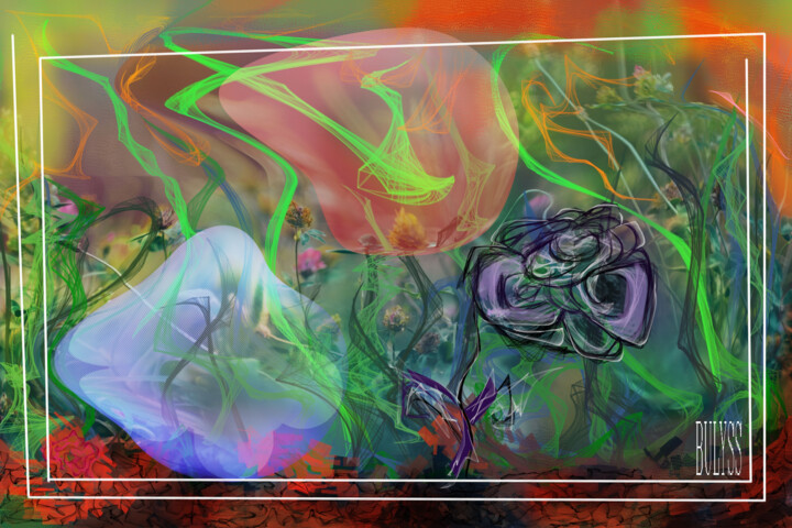 Digitale Kunst getiteld "Little Sister Flower" door Marc Bulyss, Origineel Kunstwerk, Digitaal Schilderwerk