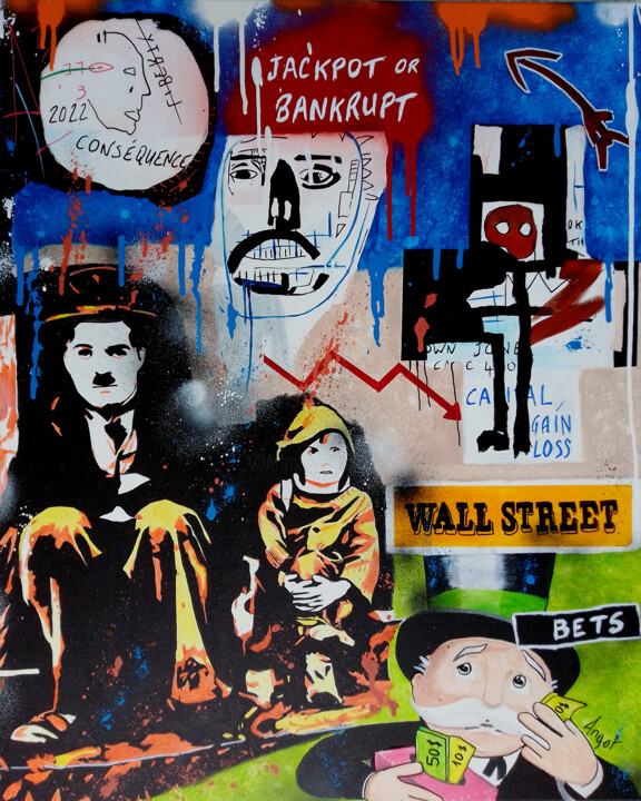 Charlot VS Stock Exchange 绘画, 31.9x25.6 in