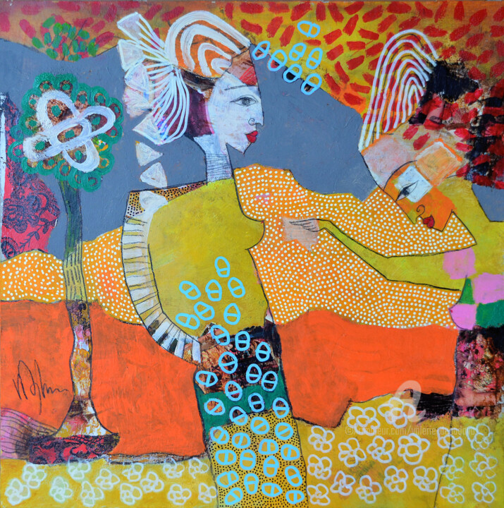 Peinture intitulée "On discute....." par Valérie Depadova, Œuvre d'art originale, Acrylique