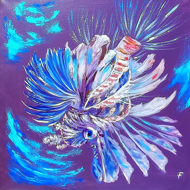 Lionefish Bright Colors Painting 绘画, 19.7x19.7 in