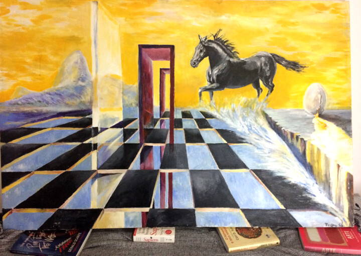 Magic Black Horse 绘画, 39.4x60.2 in