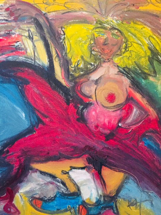 Painting titled "Belle femme séduisa…" by Paul Hartel, Original Artwork, Oil Mounted on Wood Stretcher frame