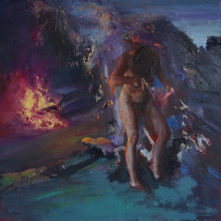 Les retombées 绘画, 14.2x14.2 in