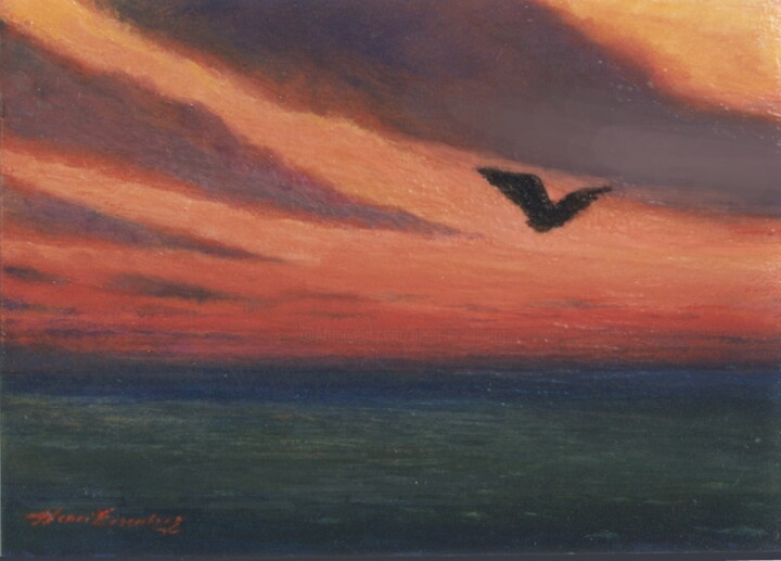 Oiseau au Crépuscule 绘画, 5.5x7.1 in