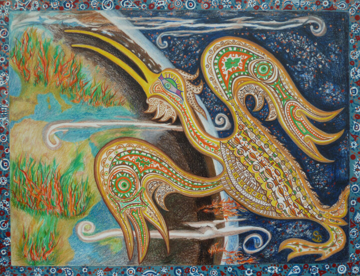 Sauve qui peut ! 绘画, 18.1x23.6 in