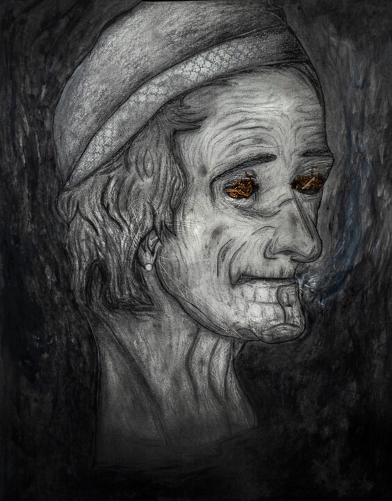 Drawing titled "Tabaquero" by Sebastien Clermont, Original Artwork, Charcoal