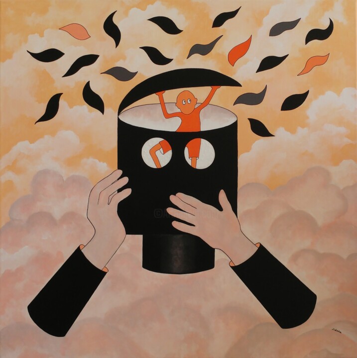 Psychanalyse n°1 : l'envol des pensées négatives 绘画, 31.5x31.5 in