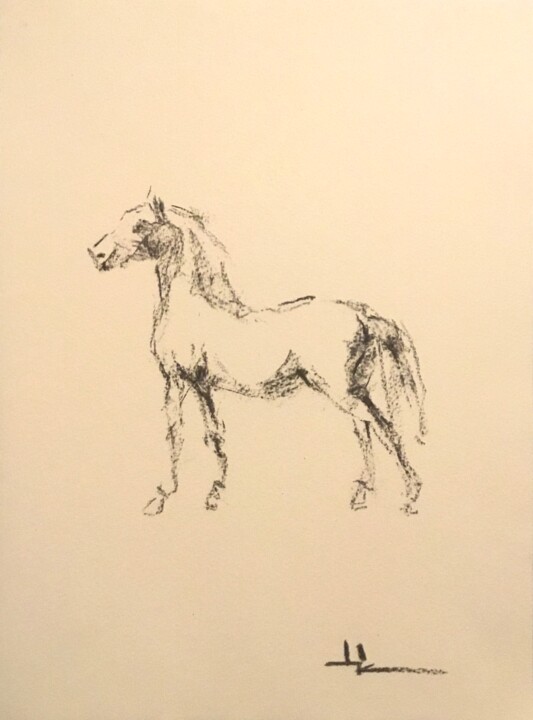 Horse Study inspired by Gericault 图画, 12.2x9.1 in