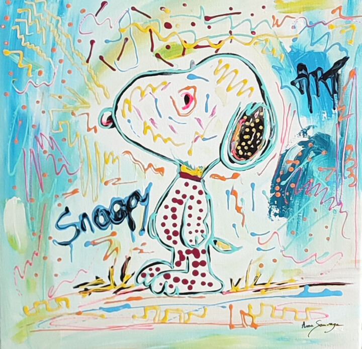 Snoopy pensif - tableau pop art 绘画, 11.8x11.8 in