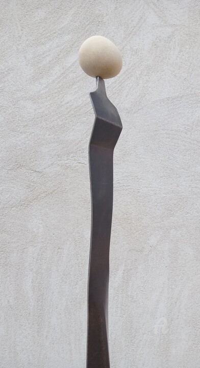 FIGURE Métal - Pierre - 2 雕塑, 53.5x8.1 in