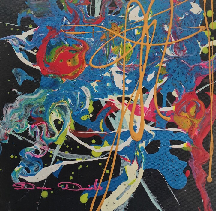 Painting titled "Stand up" by Dam Domido, Original Artwork, Acrylic Mounted on Wood Stretcher frame