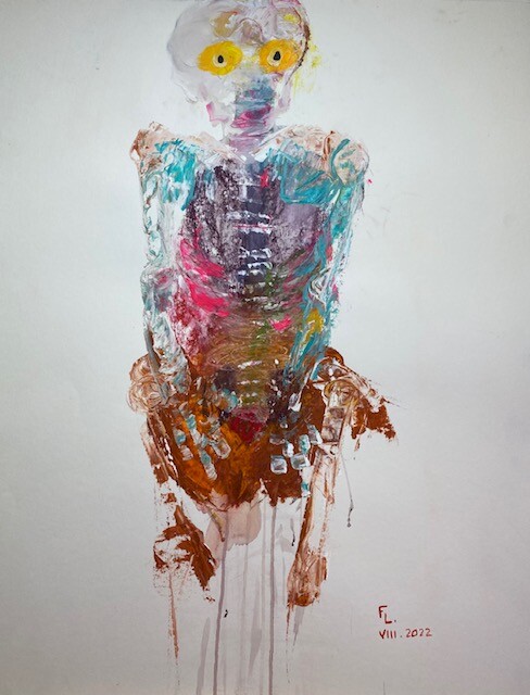 HOMME SQUELETTE 绘画, 25.6x19.7 in