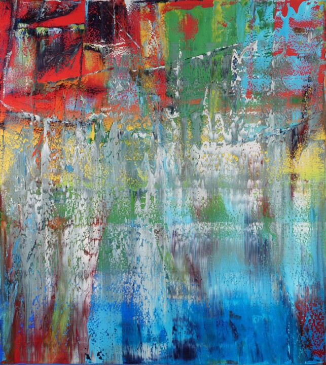 Painting titled "Abstract painting 3…" by Shamanov Vadim, Original Artwork, Oil Mounted on Wood Stretcher frame