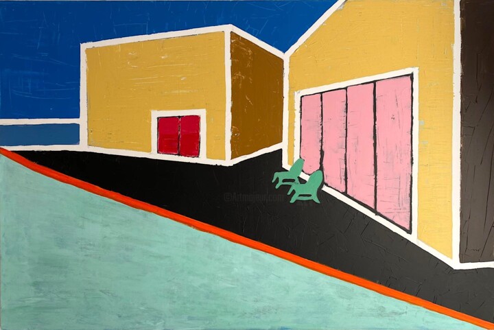 Malarstwo zatytułowany „YELLOW HOUSE” autorstwa Aneta Stokowska, Oryginalna praca, Akryl