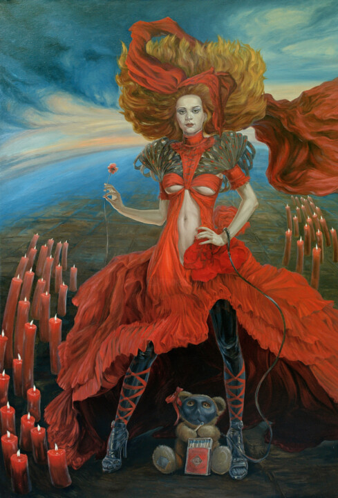 Peinture intitulée "Flame" par Andrii Zhukov, Œuvre d'art originale, Huile