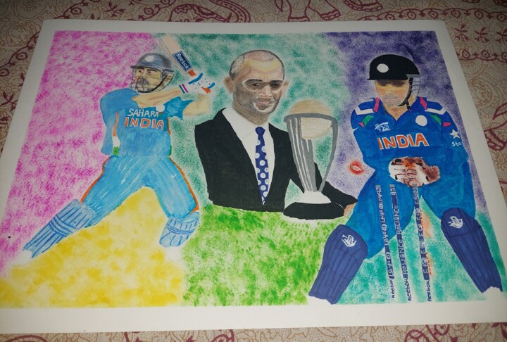 Sangram's Mahendra Singh Dhoni, Unique edition 绘画, 12.2x16.9 in
