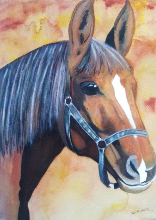 Portrait de cheval 绘画, 15.8x11.8 in